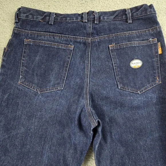 Rasco Mens 38X34 FR Flame Resistant Work Blue Jeans Dark‎ Wash - Picture 12 of 16